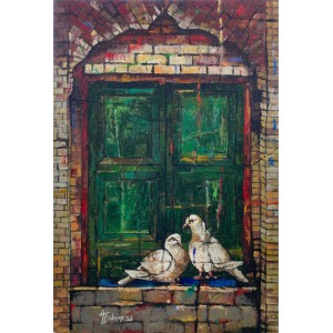 Afsheen, 20 x 30 Inch, Acrylic On Canvas, Pigeon Painting, AC-AFN-024